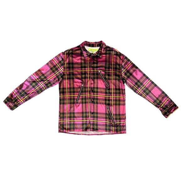URBAN OUTFITTERS | NWOT | Plaid Zipper Long Sleeve Velour Button-Down Shirt - Picture 7 of 10